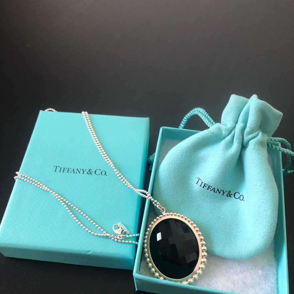 Tiffany & Co. Ziegfeld Oval Black Onyx SS Necklace
